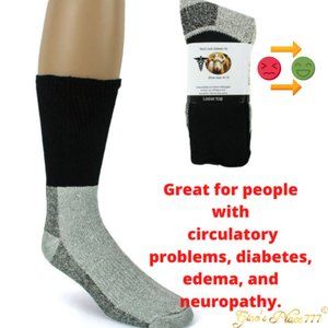 2-Pair Pack Men's Wool Blend Thermal Crew Boot Diabetic Socks w/ Arch Support